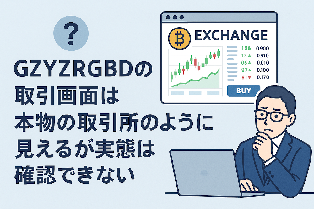 GZYZRGBDの取引画面は本物の取引所のように見えるが実態は確認できない