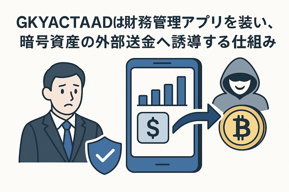 GKYACTAADは財務管理アプリを装い、暗号資産の外部送金へ誘導する仕組み