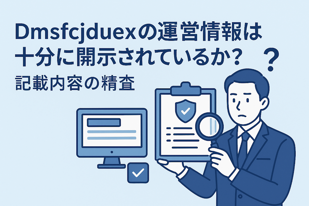 Dmsfcjduexの運営情報は十分に開示されているか？記載内容の精査