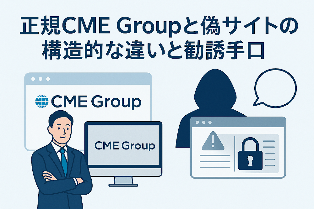 正規CME Groupと偽サイトの構造的な違いと勧誘手口