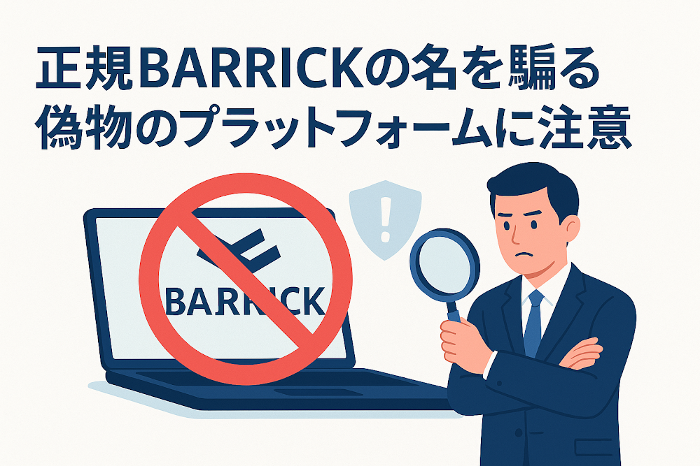 正規BARRICKの名を騙る偽物のプラットフォームに注意