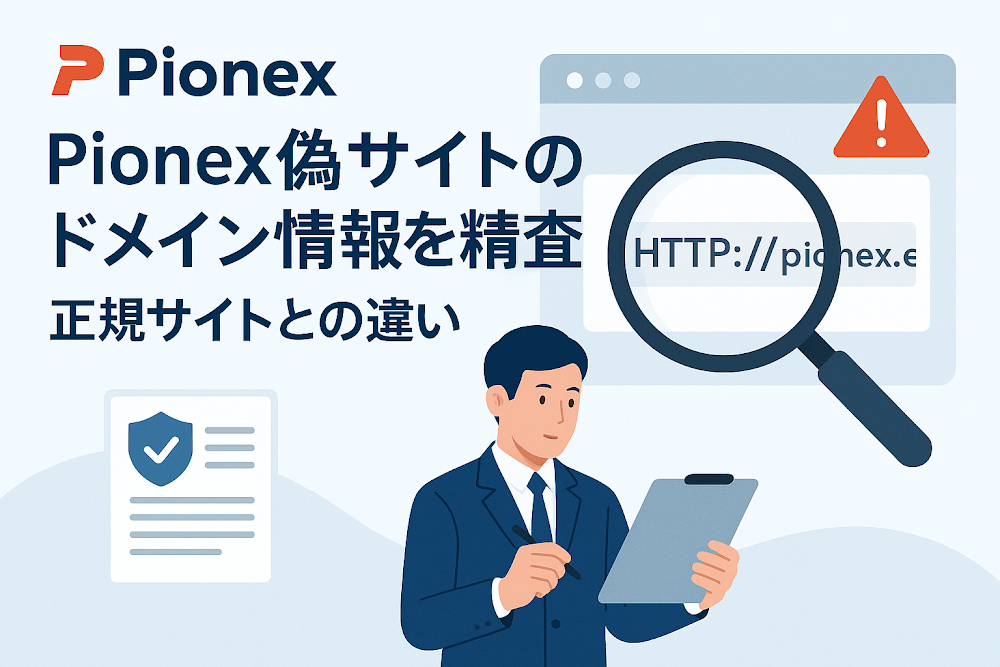 Pionex偽サイトのドメイン情報を精査　正規サイトとの違い