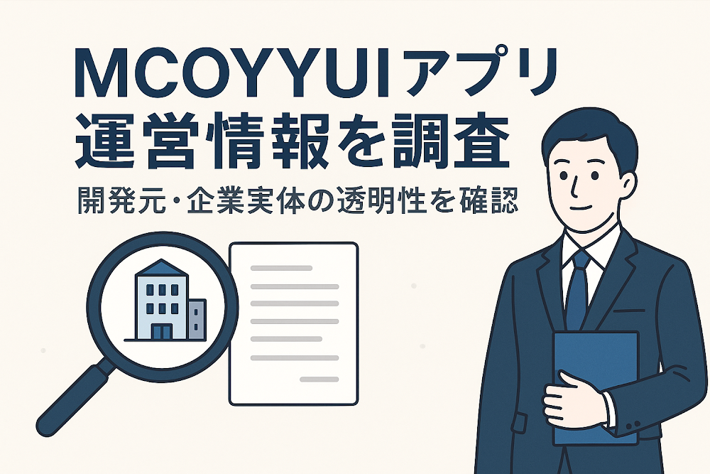 MCOYYUIアプリの運営情報を調査　開発元・企業実体の透明性を確認