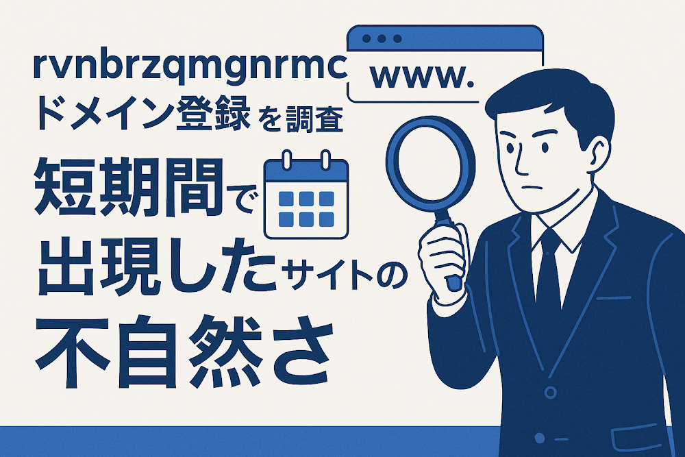 rvnbrzqmgnrmcのドメイン登録時期を調査　短期間で出現したサイトの不自然さ
