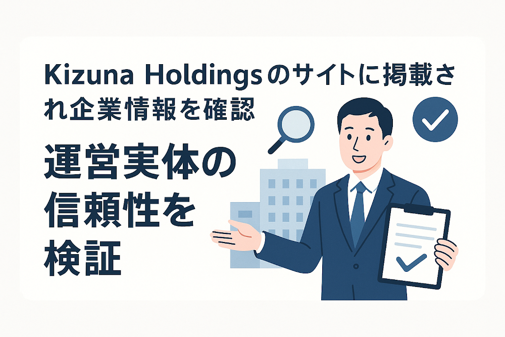 Kizuna Holdingsのサイトに掲載された企業情報を確認 運営実体の信頼性を検証