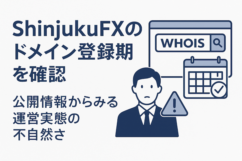 ShinjukuFXのドメイン登録時期を確認　公開情報からみる運営実態の不自然さ