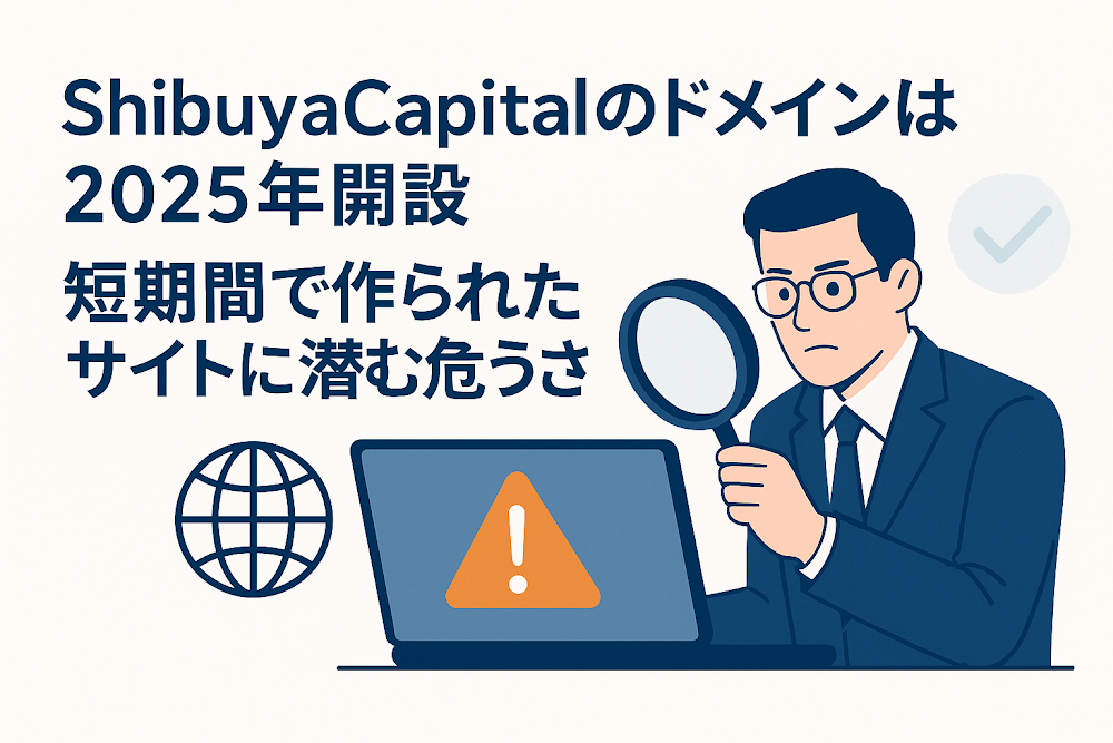 ShibuyaCapitalのドメインは2025年開設 短期間で作られたサイトに潜む危うさ