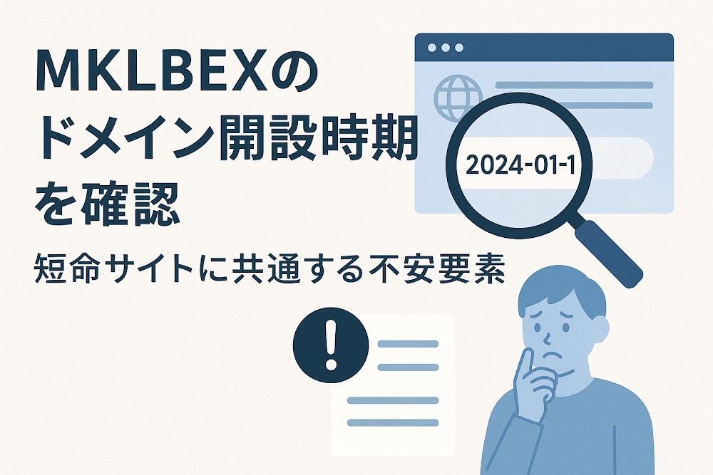 MKLBEXのドメイン開設時期を確認　短命サイトに共通する不安要素