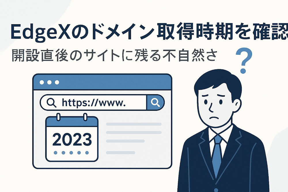 EdgeXのドメイン取得時期を確認 開設直後のサイトに残る不自然さ