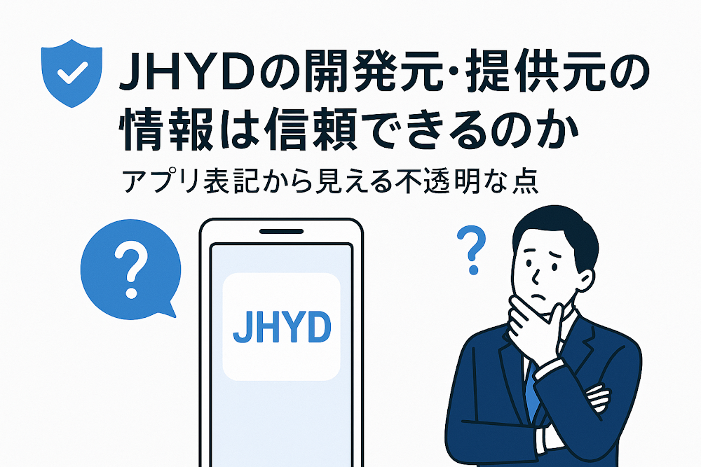 JHYDの開発元・提供元の情報は信頼できるのか　アプリ表記から見える不透明な点