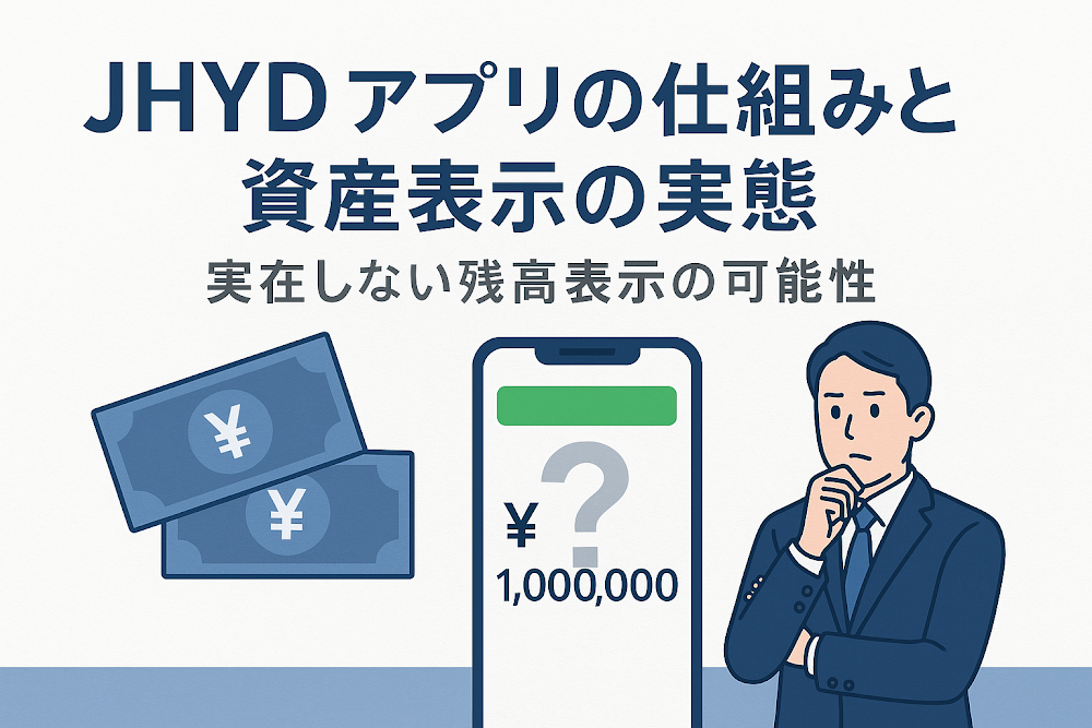 JHYDアプリの仕組みと資産表示の実態　実在しない残高表示の可能性