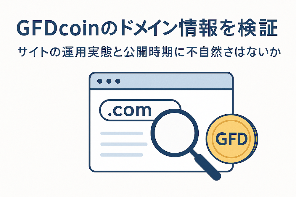 GFDcoinのドメイン情報を検証　サイトの運用実態と公開時期に不自然さはないか