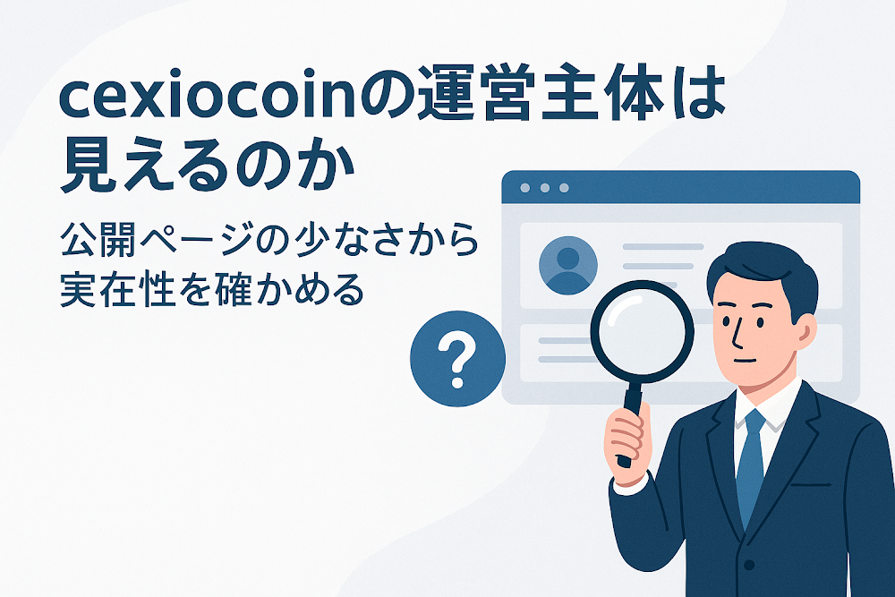cexiocoinの運営主体は見えるのか　公開ページの少なさから実在性を確かめる