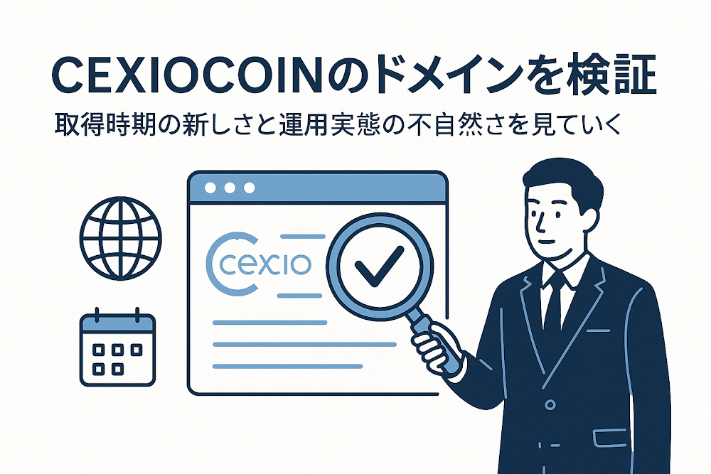cexiocoinのドメインを検証　取得時期の新しさと運用実態の不自然さを見ていく