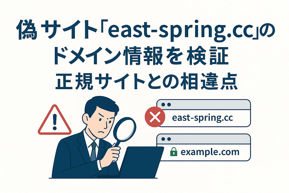 偽サイト「east-spring.cc」のドメイン情報を検証　正規サイトとの相違点