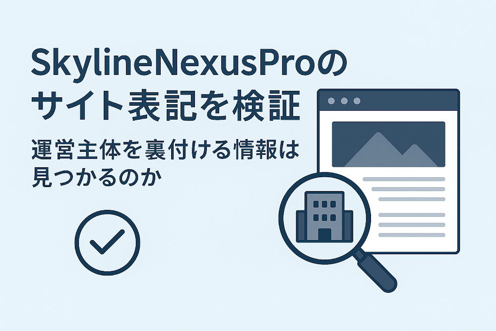 SkylineNexusProのサイト表記を検証　運営主体を裏付ける情報は見つかるのか