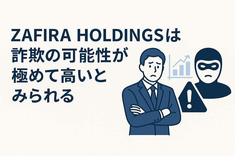 ZAFIRA HOLDINGSは詐欺の可能性が極めて高いとみられる