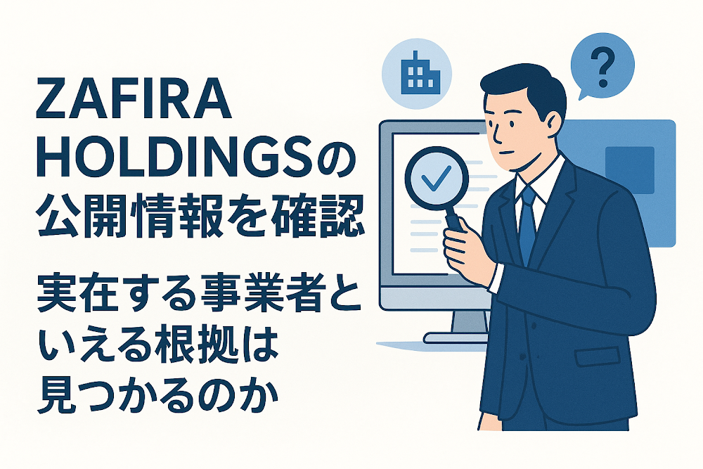 ZAFIRA HOLDINGSの公開情報を確認　実在する事業者といえる根拠は見つかるのか