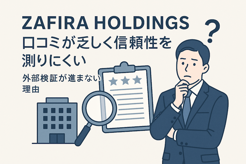 ZAFIRA HOLDINGSは口コミが乏しく信頼性を測りにくい　外部検証が進まない理由