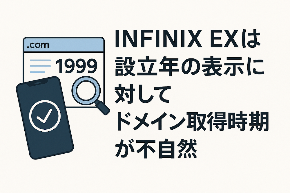 INFINIX EXは設立年の表示に対してドメイン取得時期が不自然