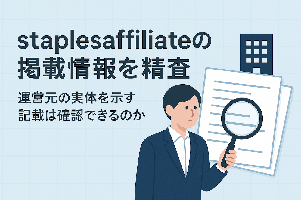staplesaffiliateの掲載情報を精査　運営元の実体を示す記載は確認できるのか