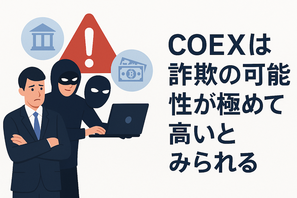 COEXは詐欺の可能性が極めて高いとみられる