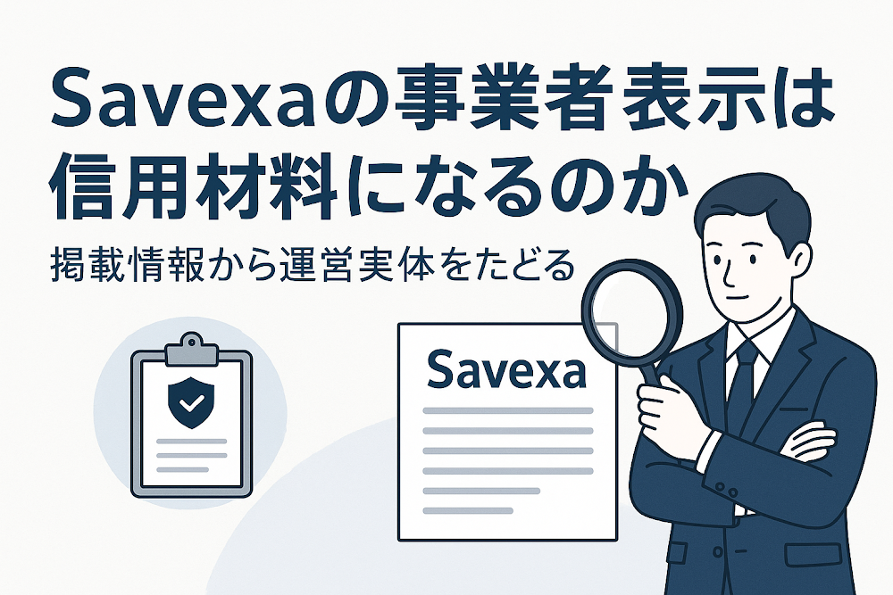 Savexaの事業者表示は信用材料になるのか　掲載情報から運営実体をたどる