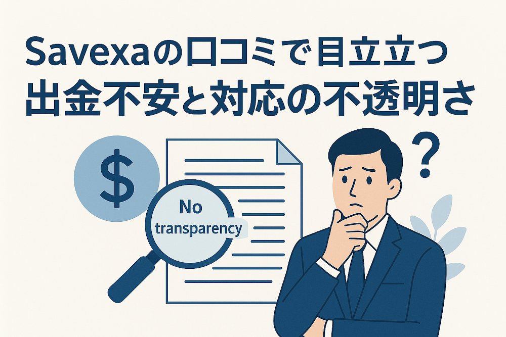 Savexaの口コミで目立つ出金不安と対応の不透明さ