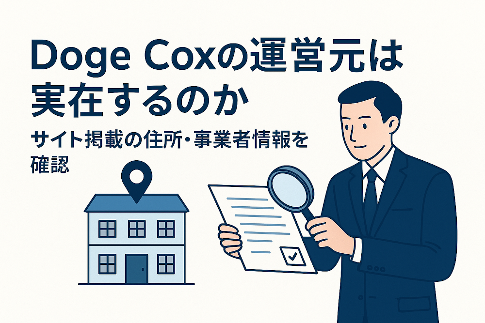 Doge Coxの運営元は実在するのか　サイト掲載の住所・事業者情報を確認