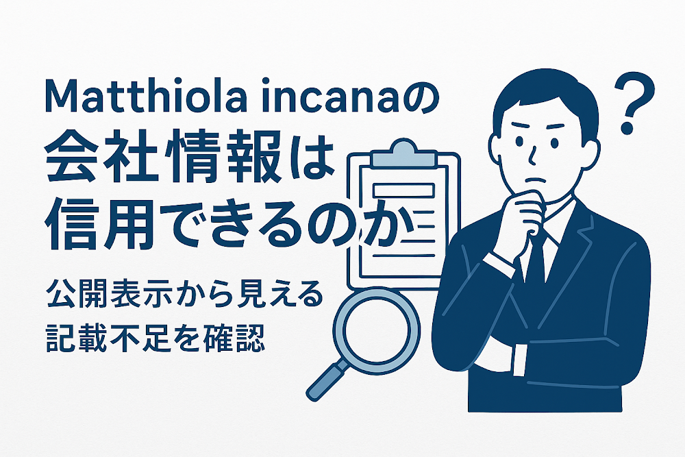 Matthiola incanaの会社情報は信用できるのか　公開表示から見える記載不足を確認