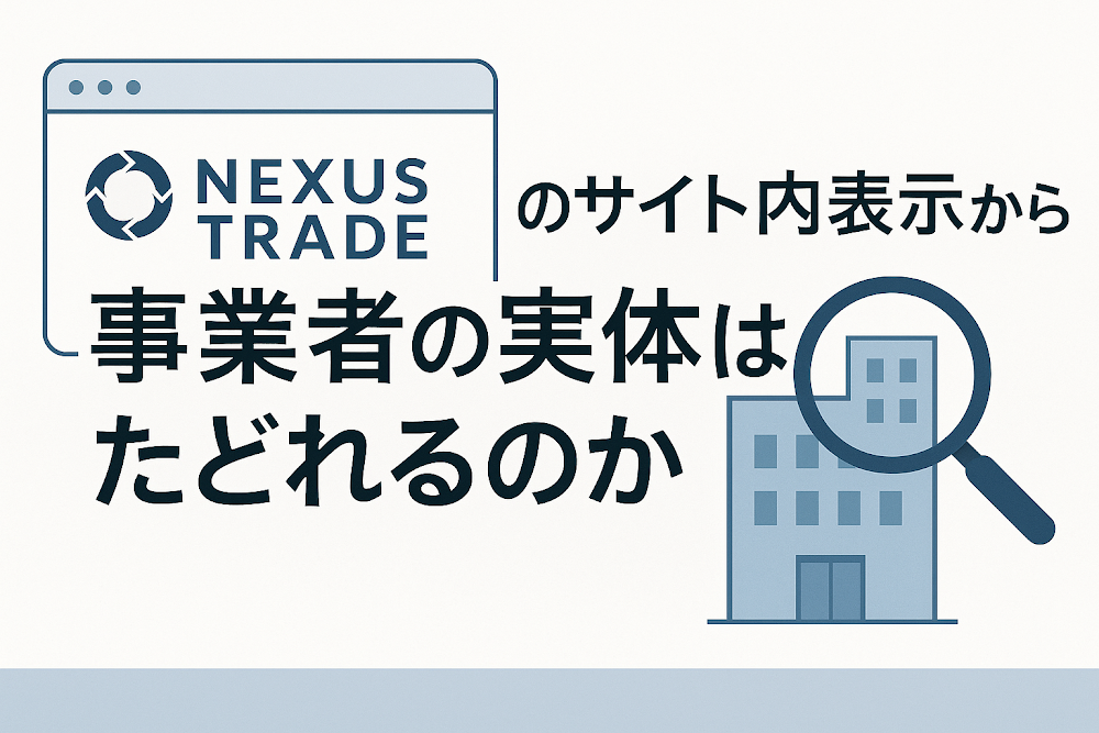 NEXUS TRADEのサイト内表示から事業者の実体はたどれるのか