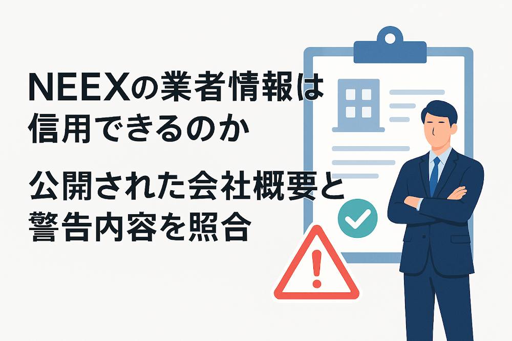NEEXの業者情報は信用できるのか　公開された会社概要と警告内容を照合