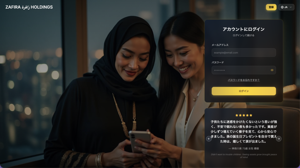 ZAFIRA HOLDINGSのサイトトップページ