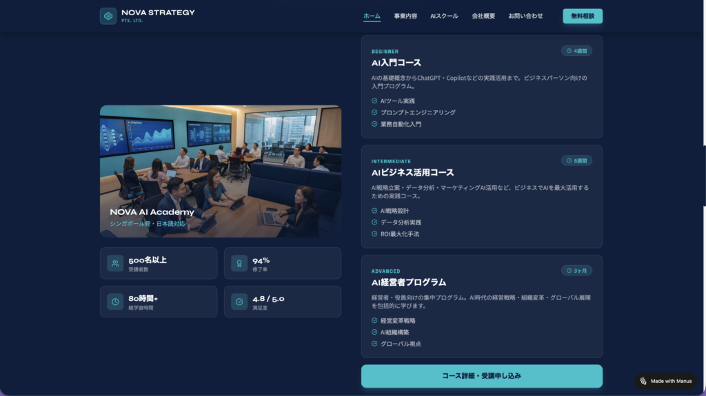 NOVA STRATEGY PTE. LTD.のサイトAI事業紹介