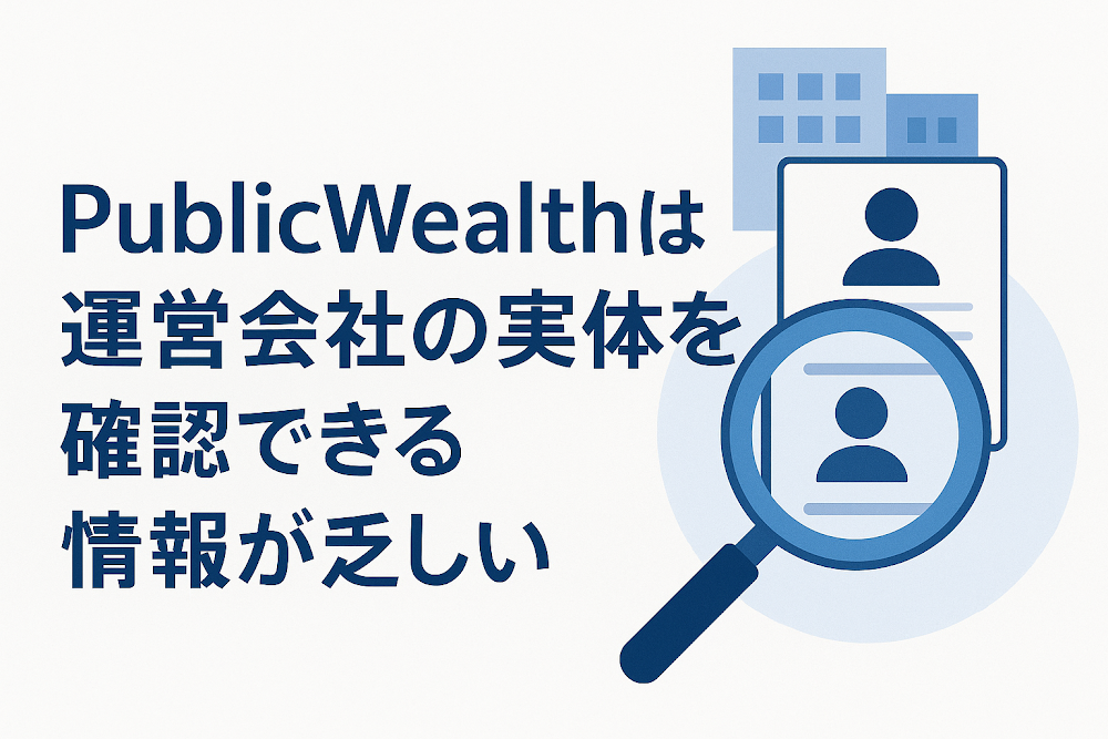PublicWealthは運営会社の実体を確認できる情報が乏しい