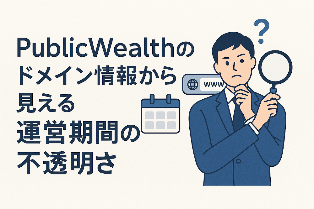 PublicWealthのドメイン情報から見える運営期間の不透明さ