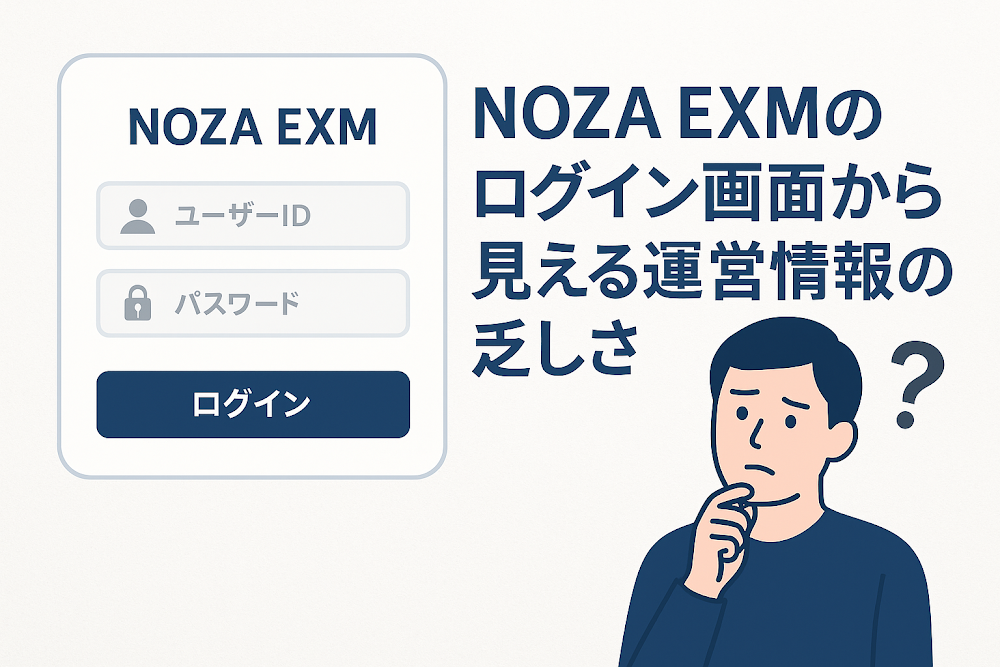 NOZA EXMのログイン画面から見える運営情報の乏しさ