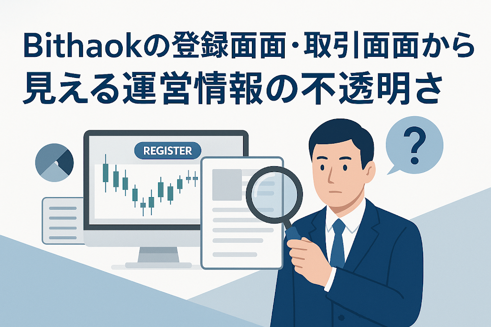 Bithaokの登録画面・取引画面から見える運営情報の不透明さ