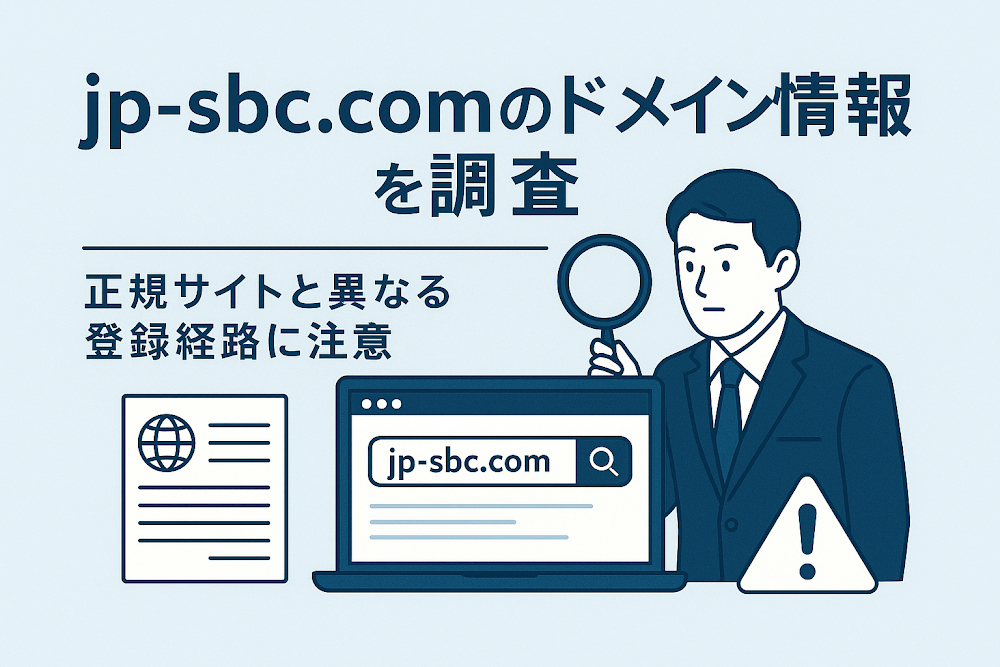 jp-sbc.comのドメイン情報を調査　正規サイトと異なる登録経路に注意