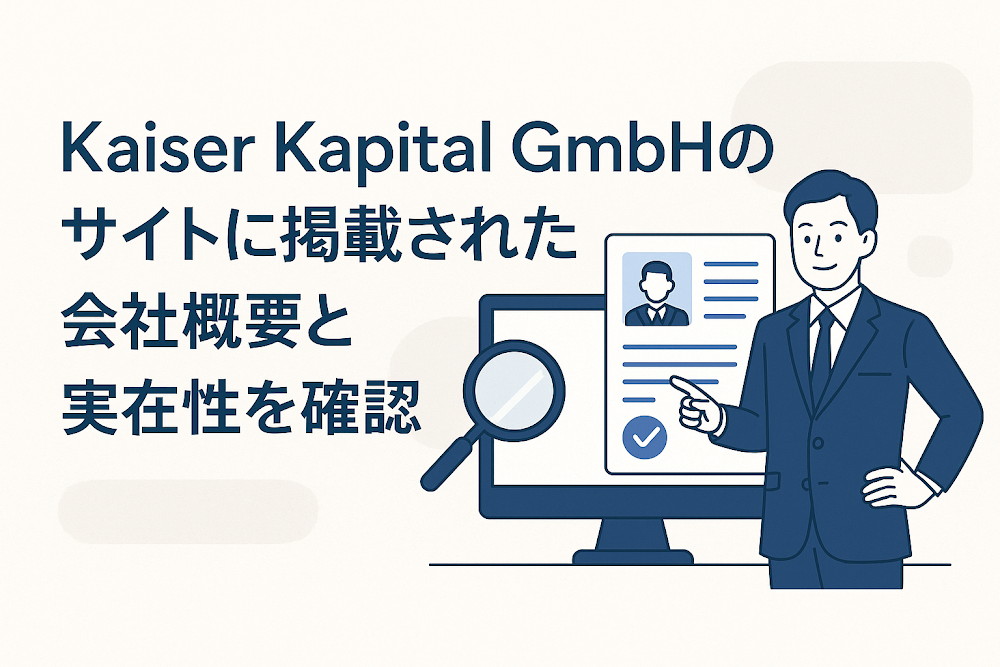 Kaiser Kapital GmbHのサイトに掲載された会社概要と実在性を確認