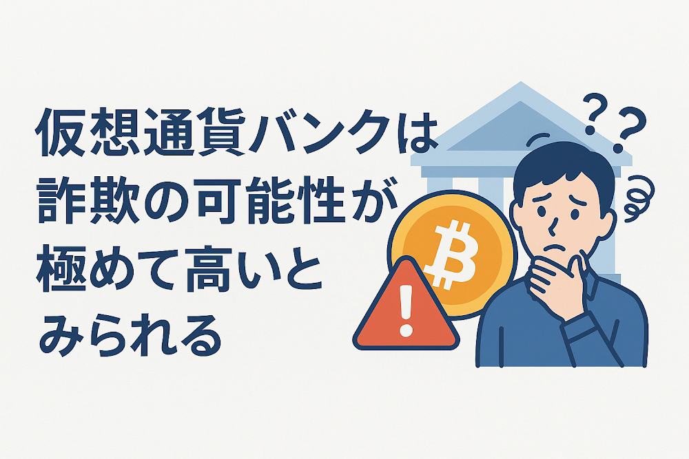 仮想通貨バンクは詐欺の可能性が極めて高いとみられる