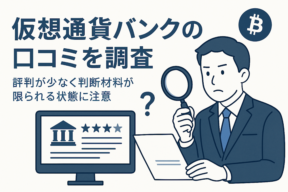 仮想通貨バンクの口コミを調査　評判が少なく判断材料が限られる状態に注意