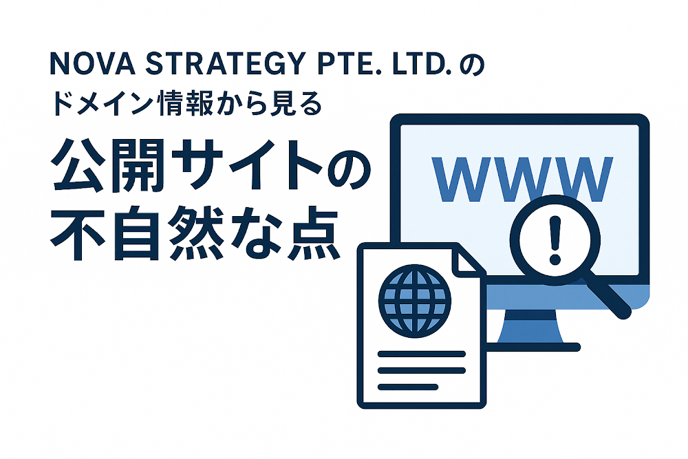 NOVA STRATEGY PTE. LTD.のドメイン情報から見る公開サイトの不自然な点