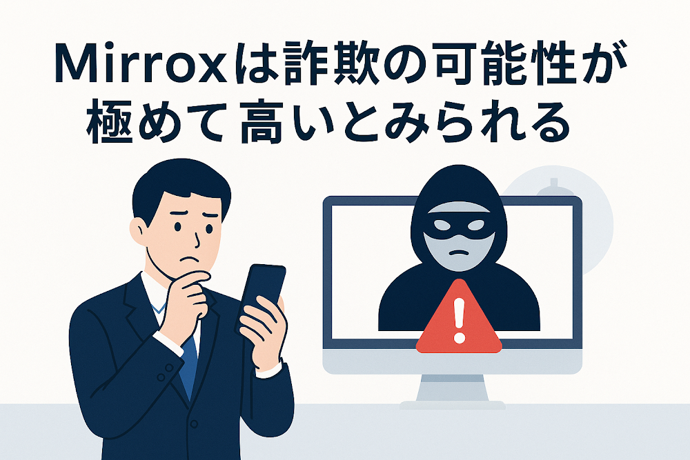 Mirroxは詐欺の可能性が極めて高いとみられる