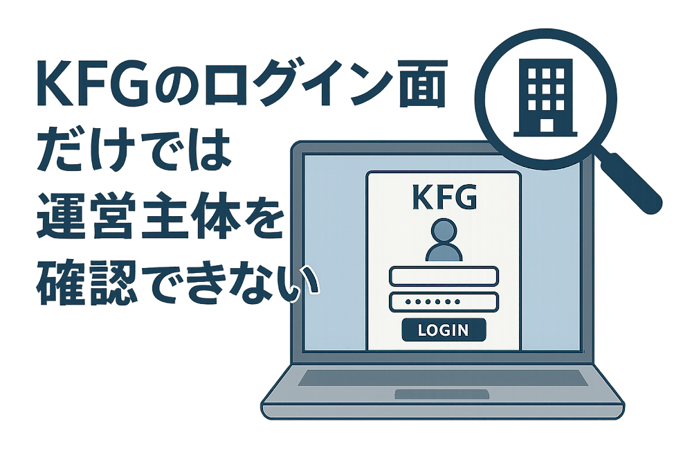 KFGのログイン画面だけでは運営主体を確認できない