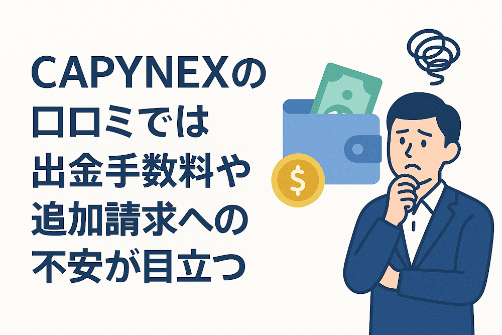 CAPYNEXの口コミでは出金手数料や追加請求への不安が目立つ