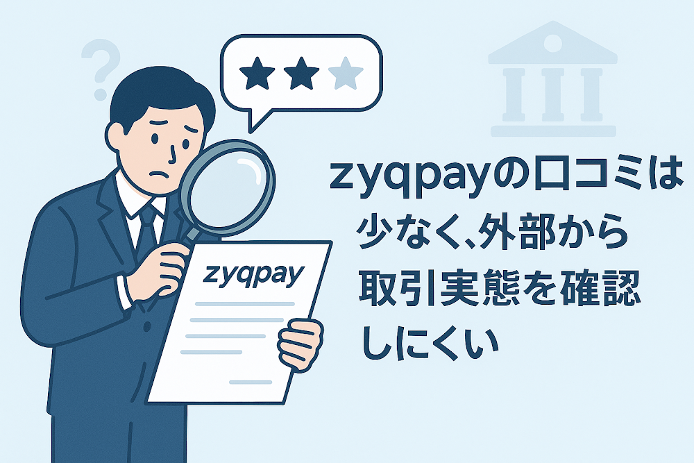 zyqpayの口コミは少なく、外部から取引実態を確認しにくい