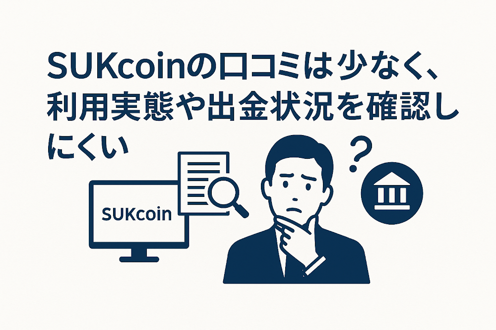 SUKcoinの口コミは少なく、利用実態や出金状況を確認しにくい