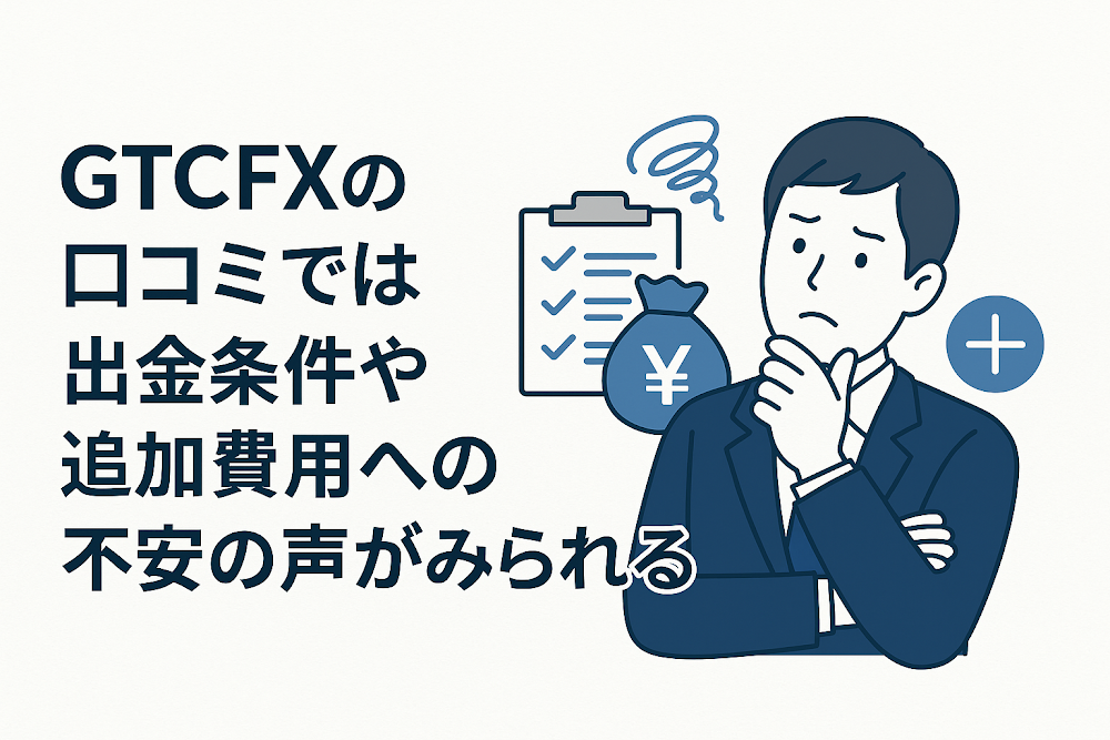 GTCFXの口コミでは出金条件や追加費用への不安の声がみられる