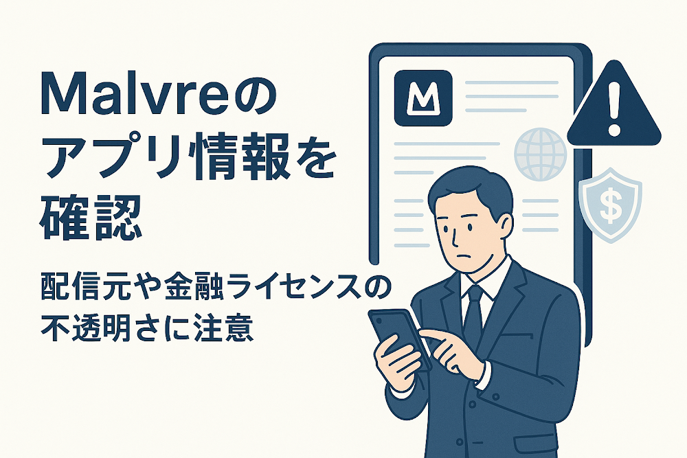 Malvreのアプリ情報を確認　配信元や金融ライセンスの不透明さに注意